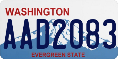 WA license plate AAD2083