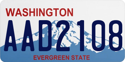 WA license plate AAD2108