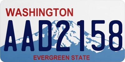 WA license plate AAD2158
