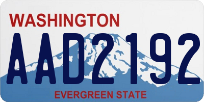 WA license plate AAD2192