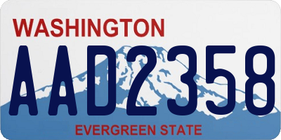 WA license plate AAD2358