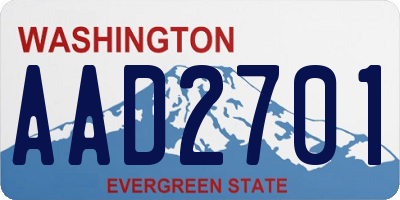 WA license plate AAD2701