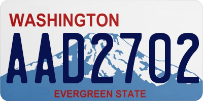 WA license plate AAD2702