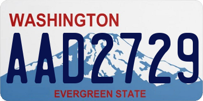 WA license plate AAD2729