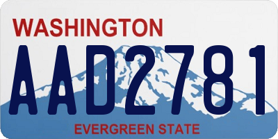 WA license plate AAD2781