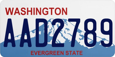 WA license plate AAD2789