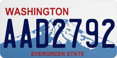 WA license plate AAD2792