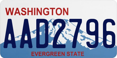 WA license plate AAD2796