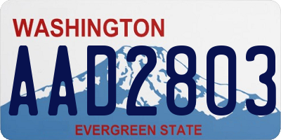 WA license plate AAD2803