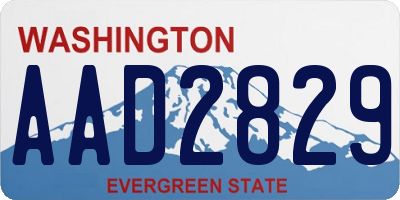 WA license plate AAD2829