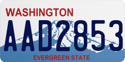 WA license plate AAD2853
