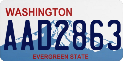 WA license plate AAD2863