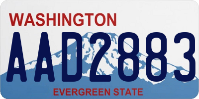 WA license plate AAD2883