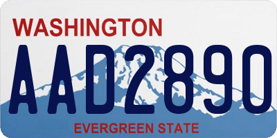 WA license plate AAD2890