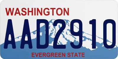 WA license plate AAD2910