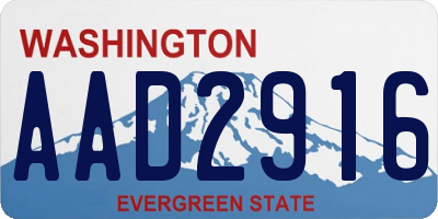 WA license plate AAD2916