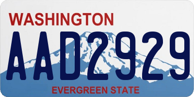 WA license plate AAD2929