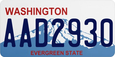 WA license plate AAD2930