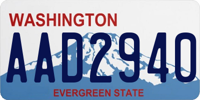 WA license plate AAD2940
