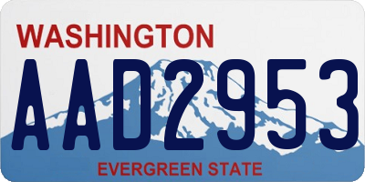 WA license plate AAD2953