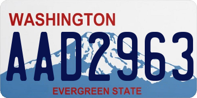 WA license plate AAD2963