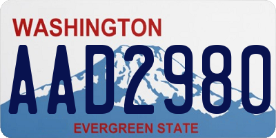WA license plate AAD2980