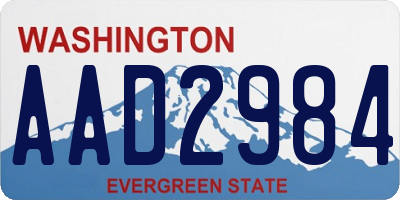 WA license plate AAD2984