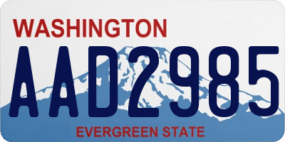 WA license plate AAD2985