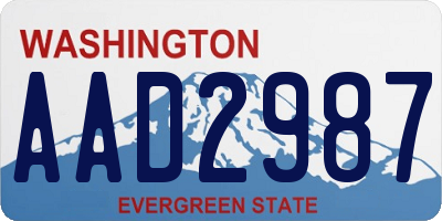 WA license plate AAD2987