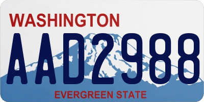 WA license plate AAD2988