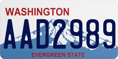 WA license plate AAD2989