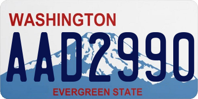 WA license plate AAD2990