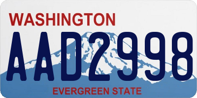 WA license plate AAD2998