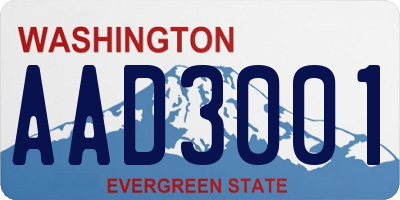 WA license plate AAD3001