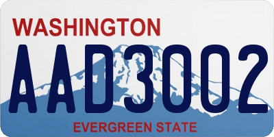 WA license plate AAD3002