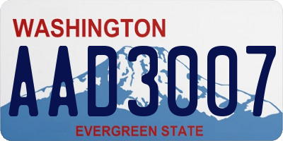 WA license plate AAD3007