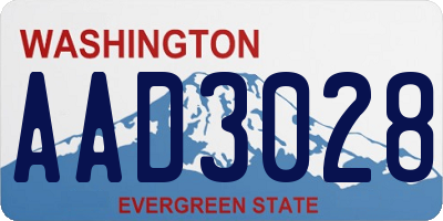 WA license plate AAD3028