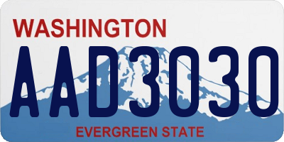 WA license plate AAD3030