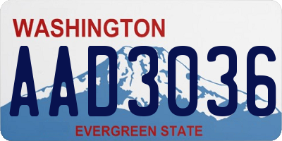 WA license plate AAD3036