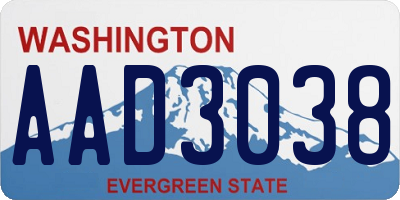 WA license plate AAD3038