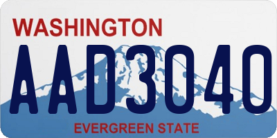 WA license plate AAD3040