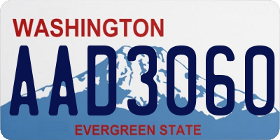 WA license plate AAD3060