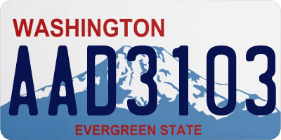 WA license plate AAD3103