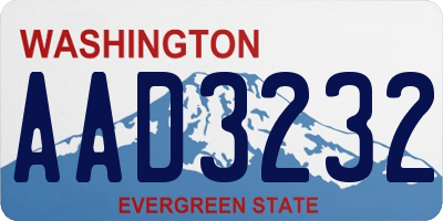 WA license plate AAD3232