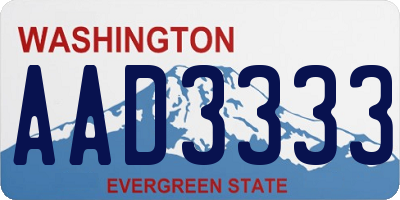 WA license plate AAD3333