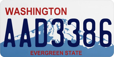 WA license plate AAD3386