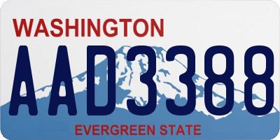 WA license plate AAD3388