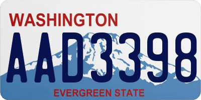 WA license plate AAD3398