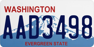 WA license plate AAD3498