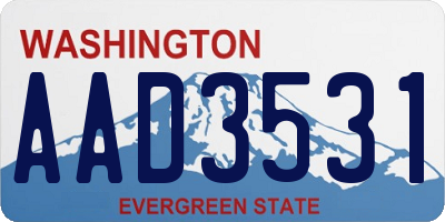 WA license plate AAD3531
